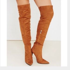 Over The Knee Stiletto Heel Boots Faux Suede